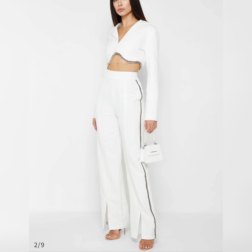 Beautiful embellished white pants suit